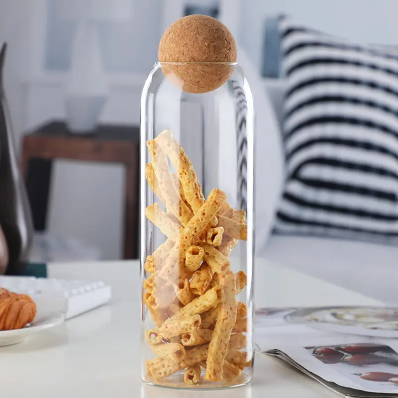 Glass Ball Cork Storage Jar for Dried Fruits & Coffee