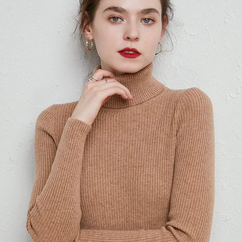 Women's Green Turtleneck Sweater 2020 Winter Slim Fit - Image 22