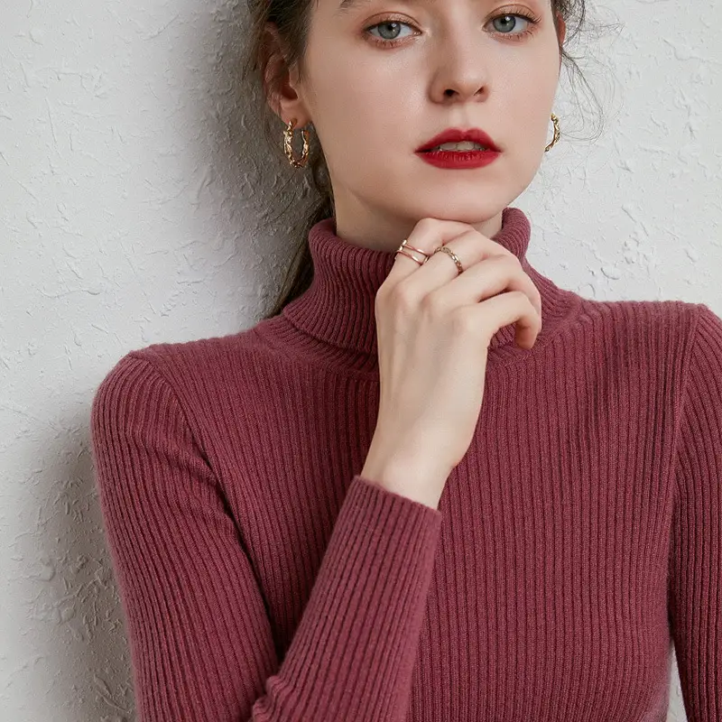 Women's Green Turtleneck Sweater 2020 Winter Slim Fit - Image 24
