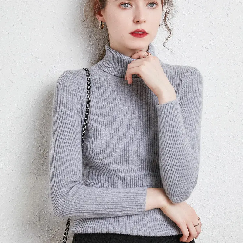 Women's Green Turtleneck Sweater 2020 Winter Slim Fit - Image 12