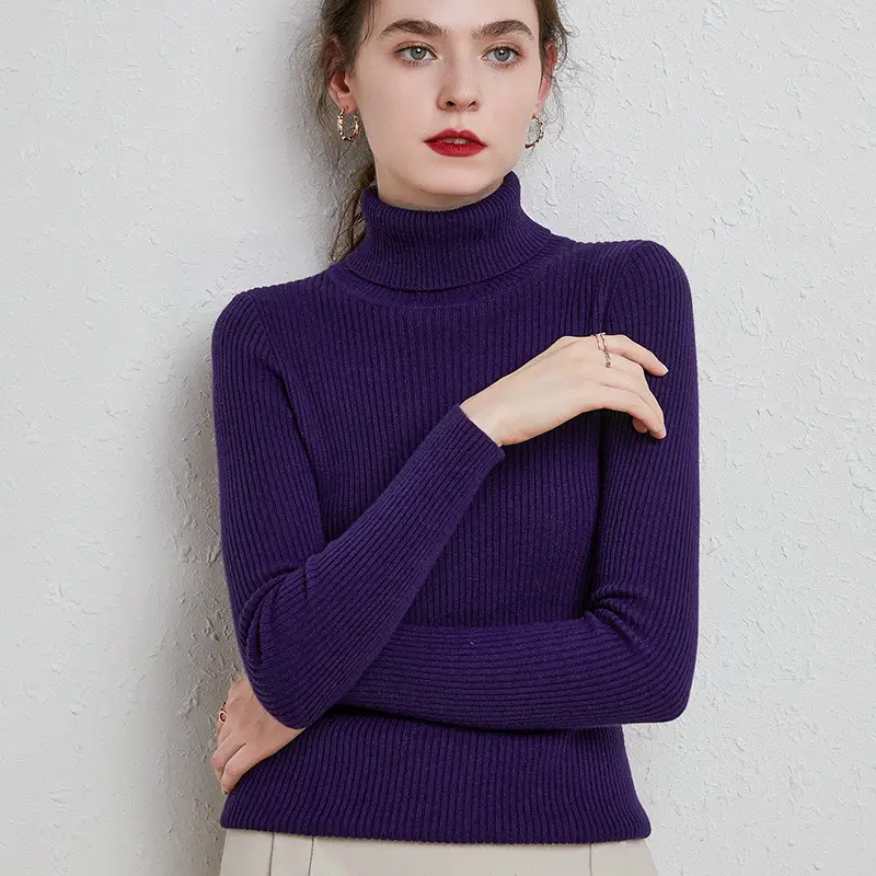 Women's Green Turtleneck Sweater 2020 Winter Slim Fit - Image 13