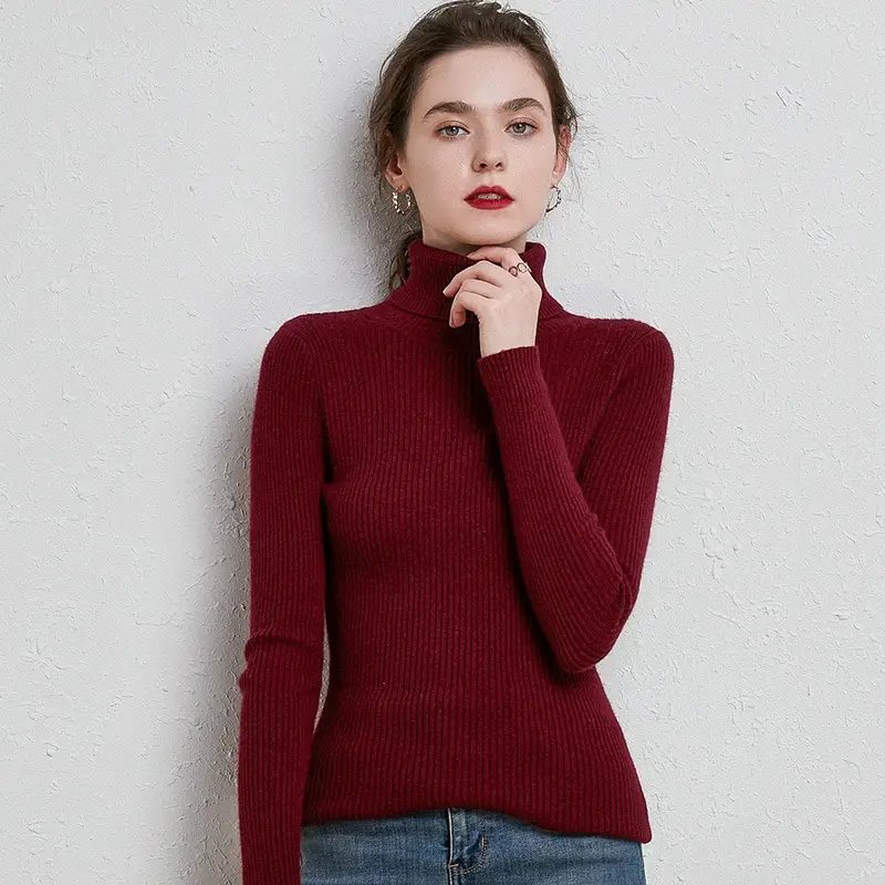 Women's Green Turtleneck Sweater 2020 Winter Slim Fit - Image 16