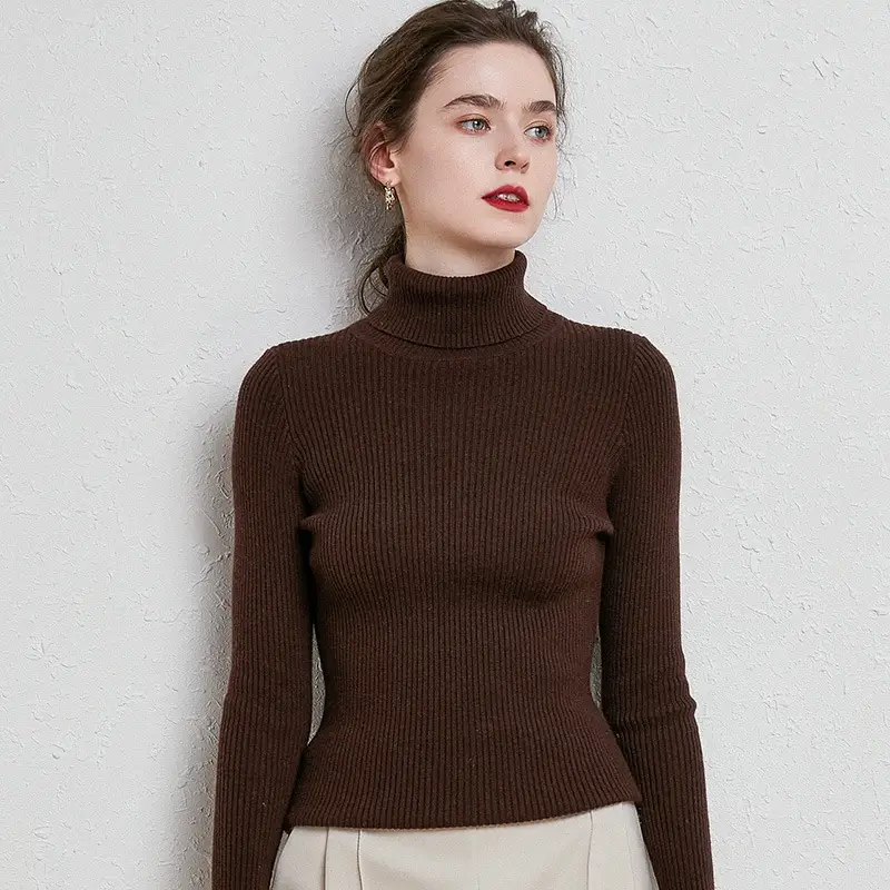 Women's Green Turtleneck Sweater 2020 Winter Slim Fit - Image 17