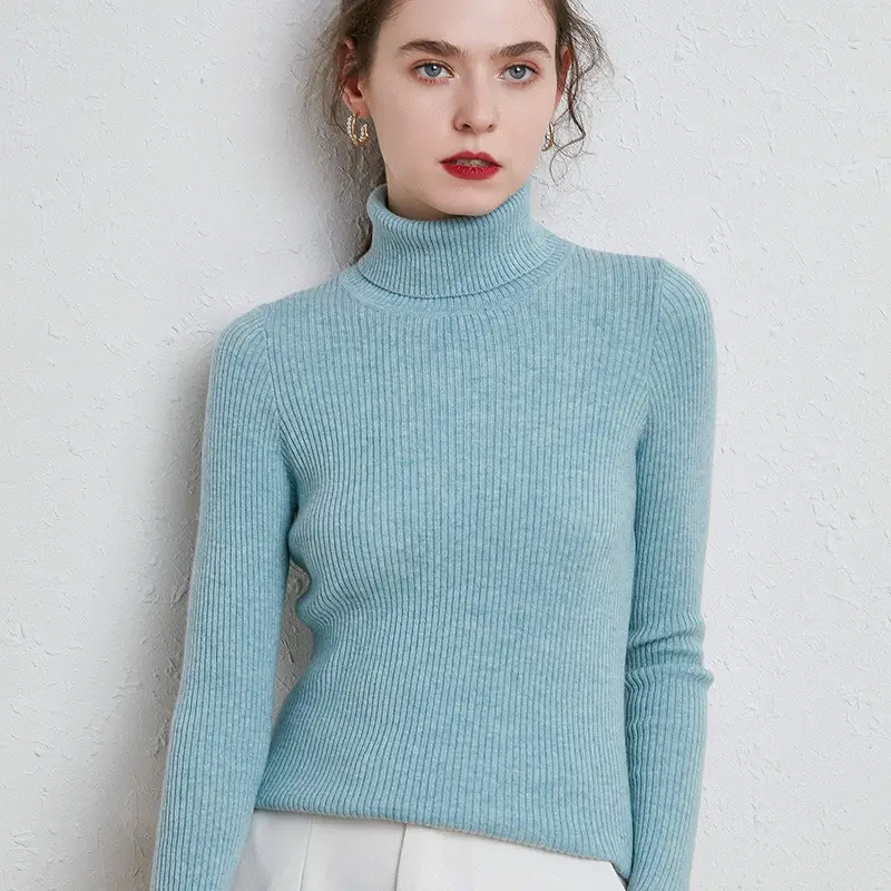 Women's Green Turtleneck Sweater 2020 Winter Slim Fit - Image 19