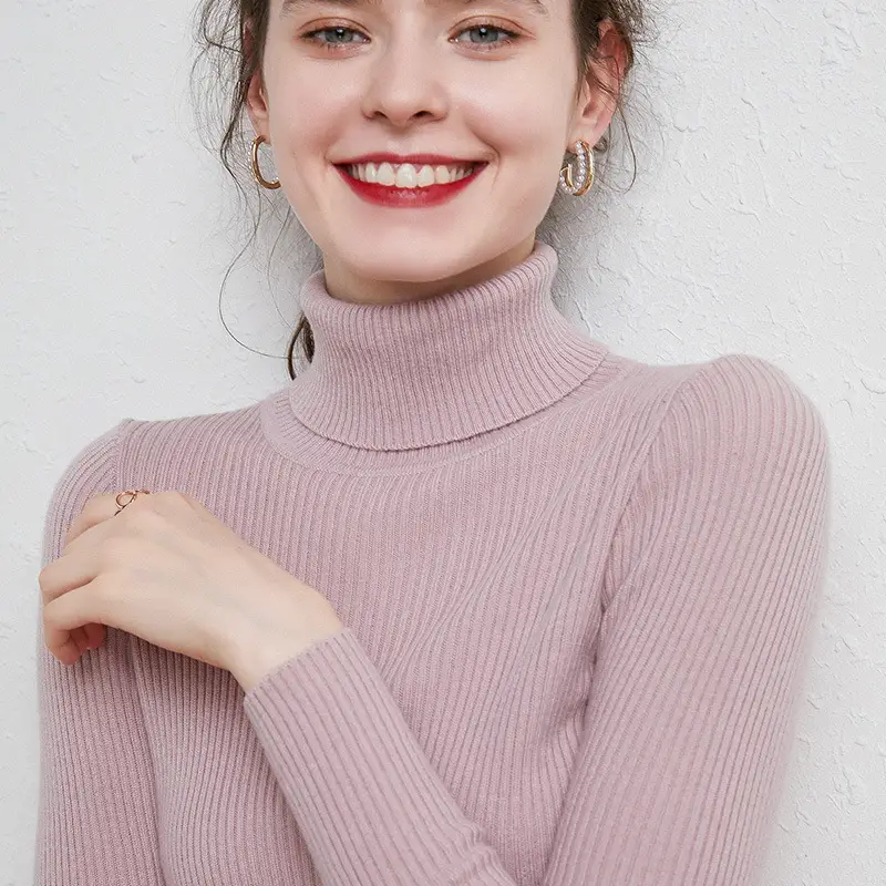 Women's Green Turtleneck Sweater 2020 Winter Slim Fit - Image 2