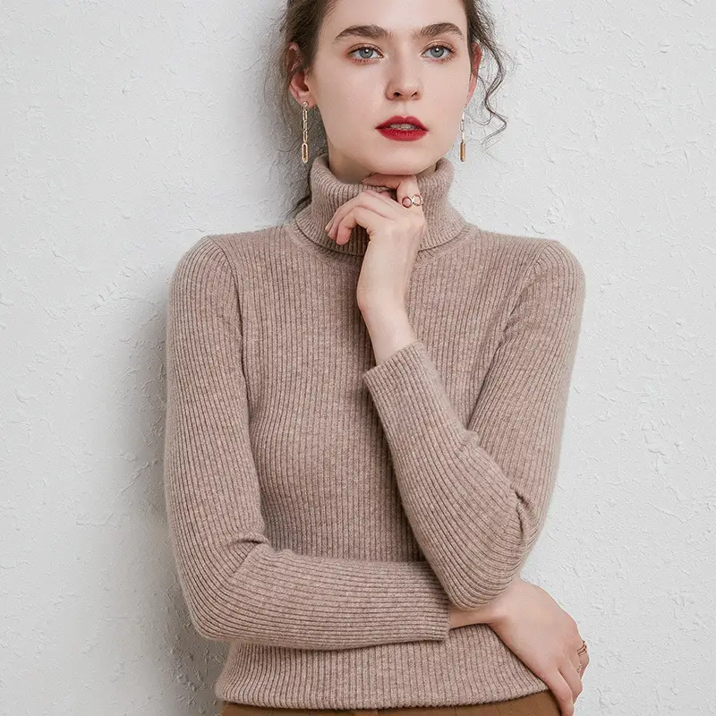 Women's Green Turtleneck Sweater 2020 Winter Slim Fit - Image 20