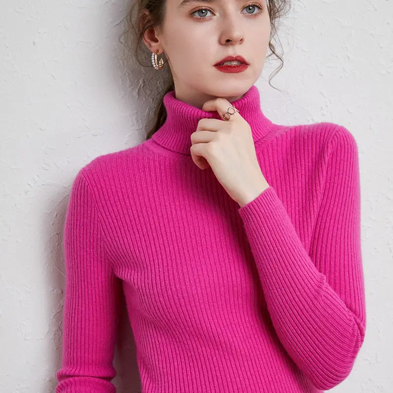 Women's Green Turtleneck Sweater 2020 Winter Slim Fit - Image 6