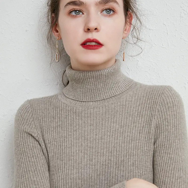 Women's Green Turtleneck Sweater 2020 Winter Slim Fit - Image 9