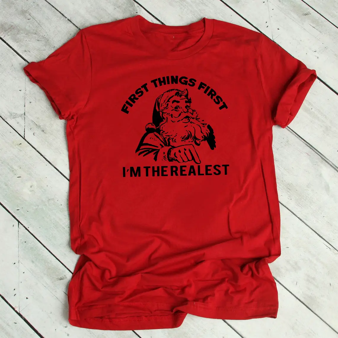 Black Cotton T-Shirt with "First Things First" Graphic - Image 10