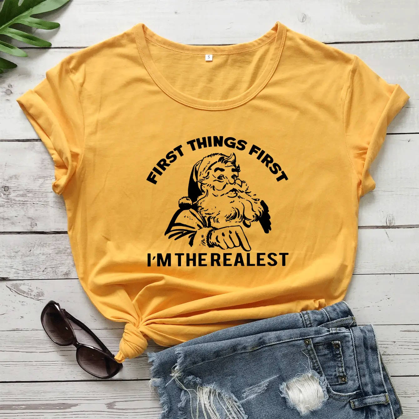 Black Cotton T-Shirt with "First Things First" Graphic - Image 5