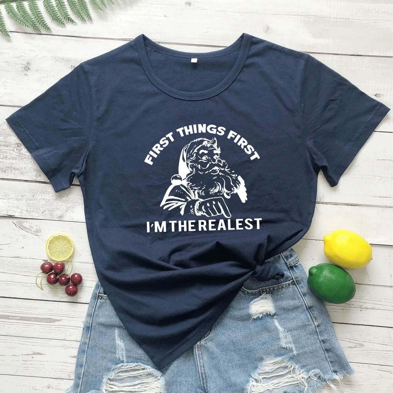 Black Cotton T-Shirt with "First Things First" Graphic - Image 7