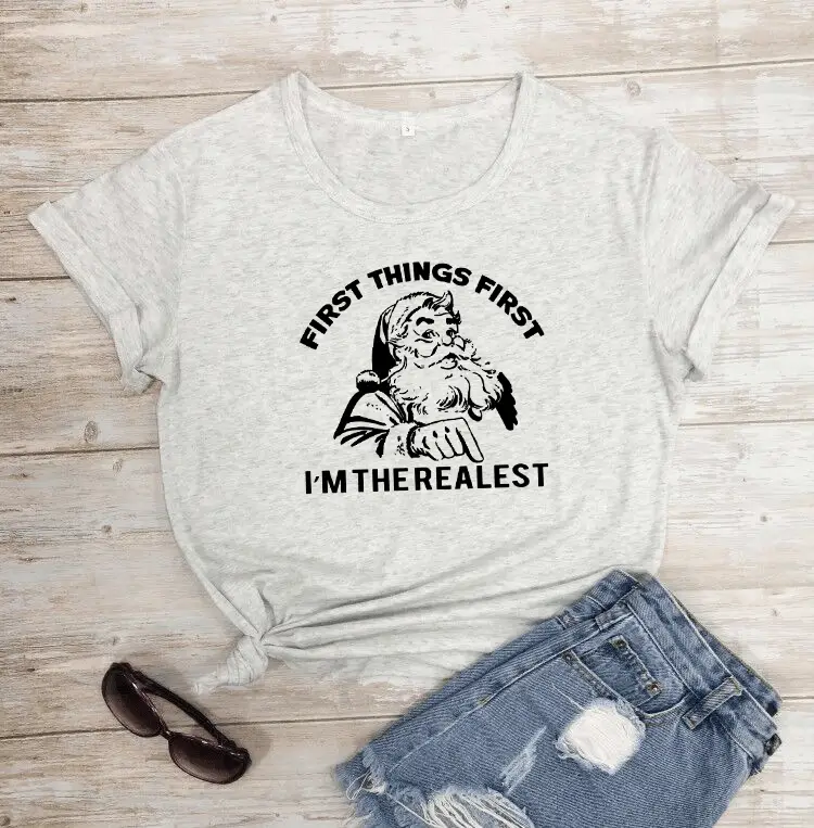Black Cotton T-Shirt with "First Things First" Graphic - Image 9