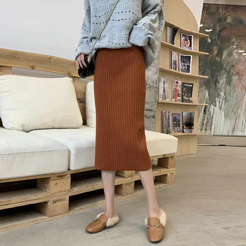Knitted Split High Waist Skirt for Women Winter - Image 6
