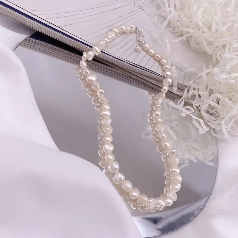 Korean Style Pearl Necklace for Women Natural White Baroque Design - Image 11
