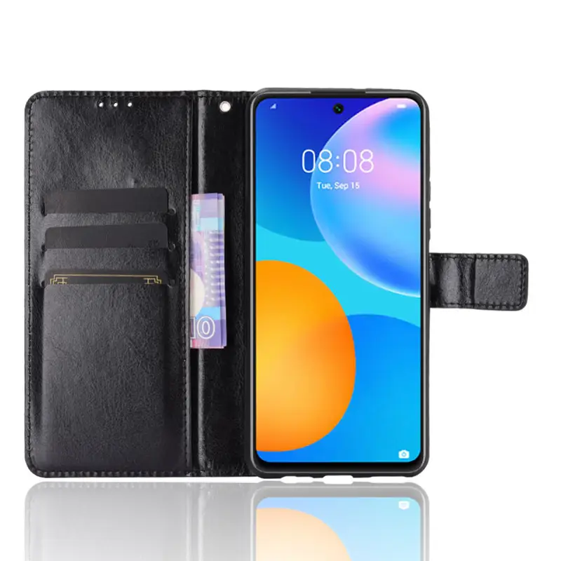Huawei Smart 2021 Phone Flip Cover Leather Case Black
