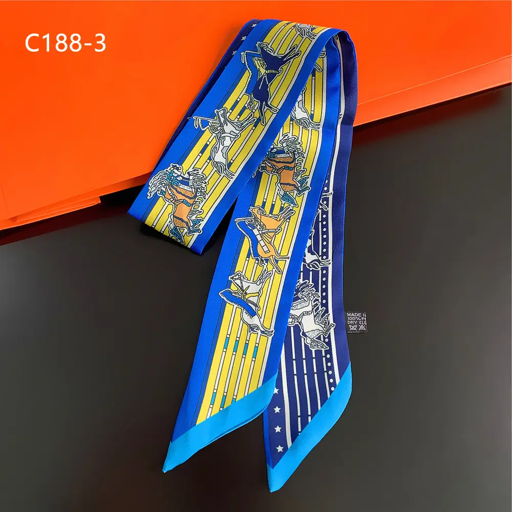 Autumn Winter Silk Scarf with Ribbon & Hat - Image 3