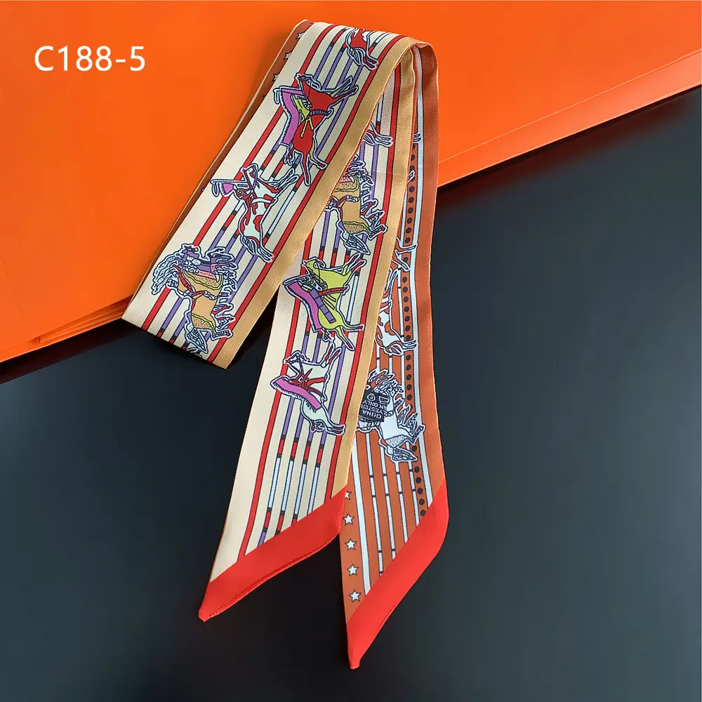 Autumn Winter Silk Scarf with Ribbon & Hat - Image 5