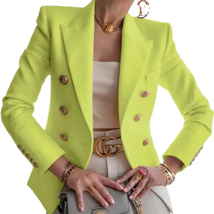 Black Blazer Jacket for Women with Gold Buttons - Image 11
