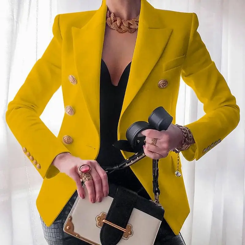 Black Blazer Jacket for Women with Gold Buttons - Image 3