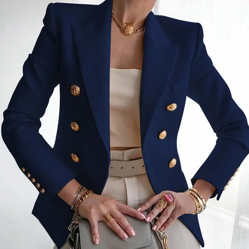 Black Blazer Jacket for Women with Gold Buttons - Image 8