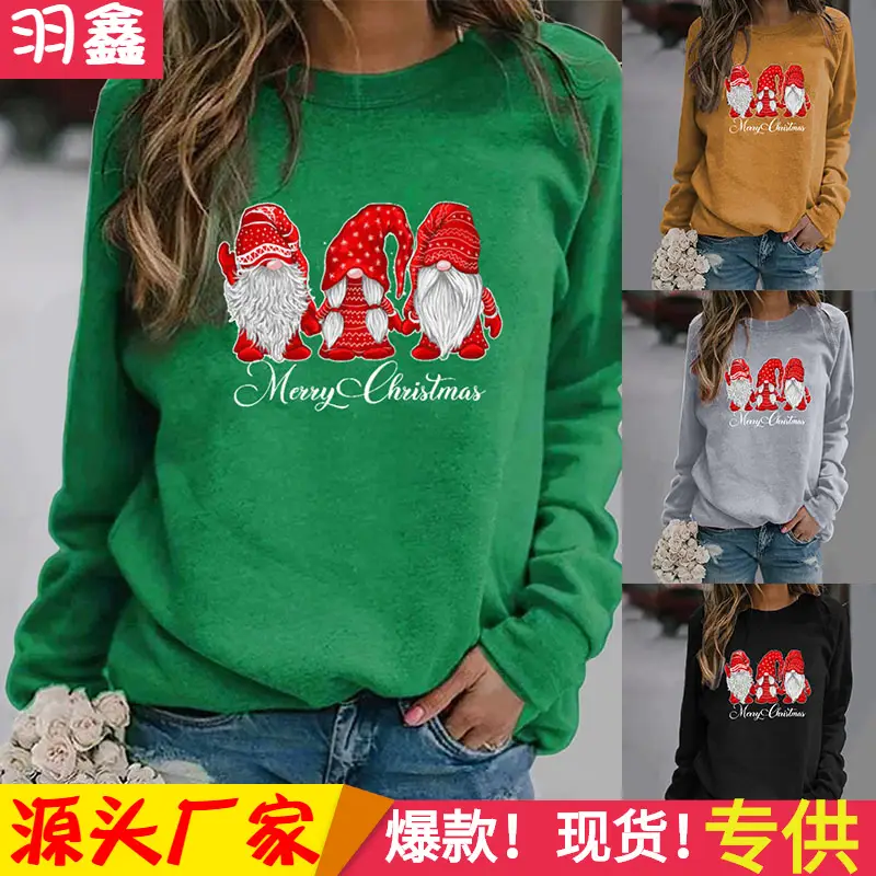 Women Christmas Printed Long Sleeve Sweater Mustard - Image 12