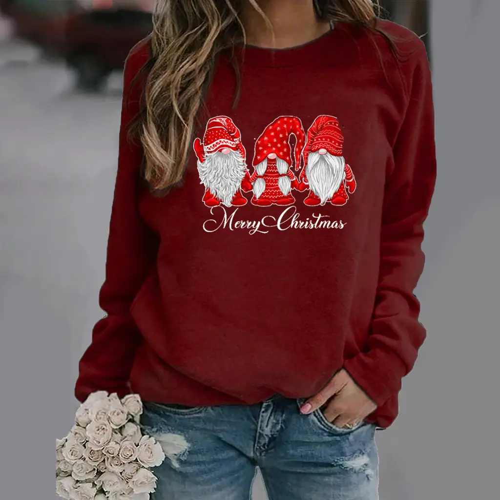 Women Christmas Printed Long Sleeve Sweater Mustard - Image 14