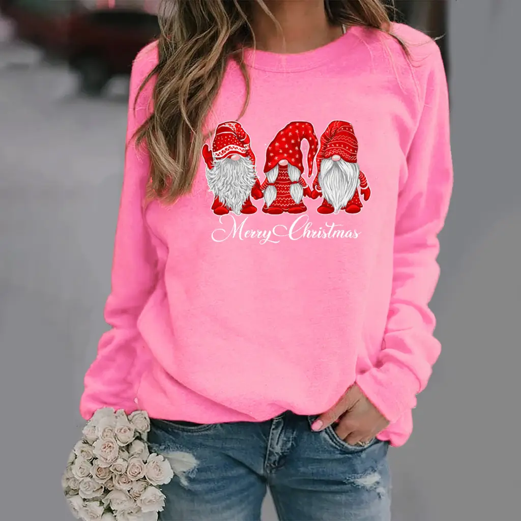 Women Christmas Printed Long Sleeve Sweater Mustard - Image 3