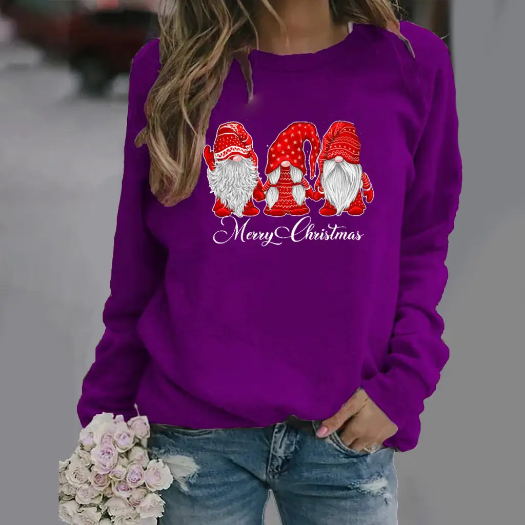 Women Christmas Printed Long Sleeve Sweater Mustard - Image 6