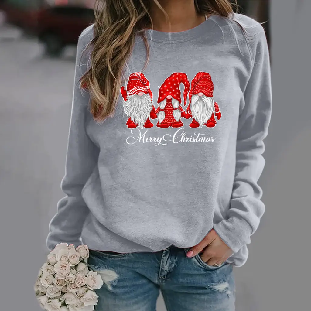 Women Christmas Printed Long Sleeve Sweater Mustard - Image 7