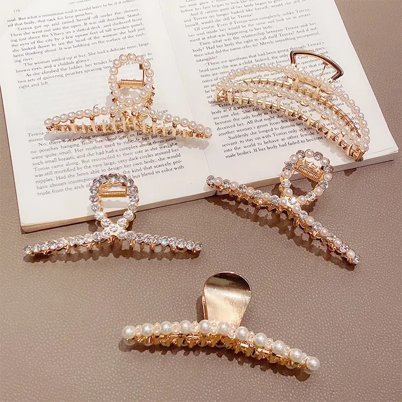 Korean Style Cross Rhinestone Pearl Hairpin All-match