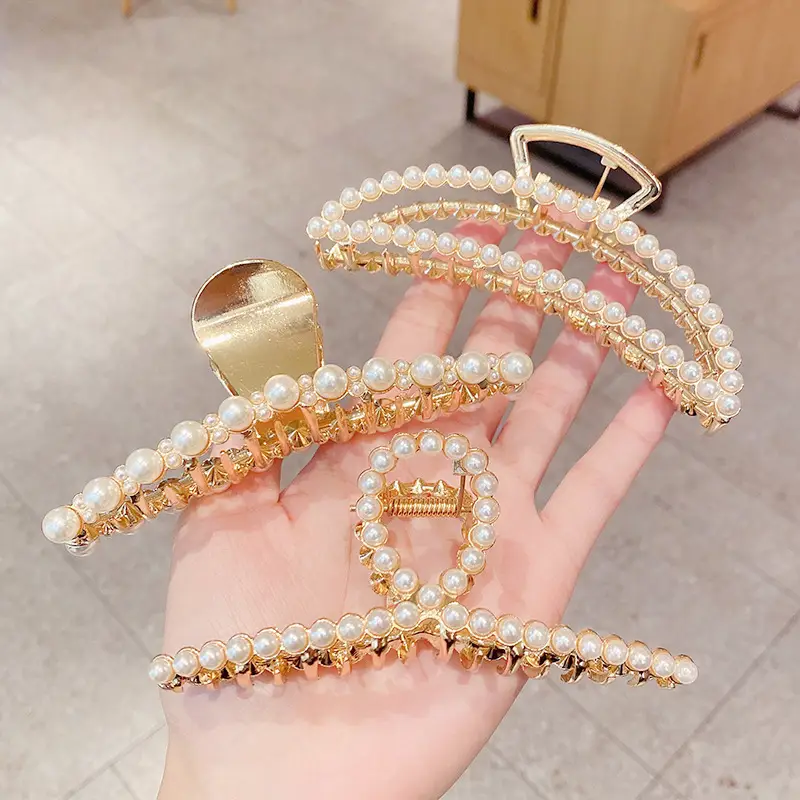 Korean Style Cross Rhinestone Pearl Hairpin All-match