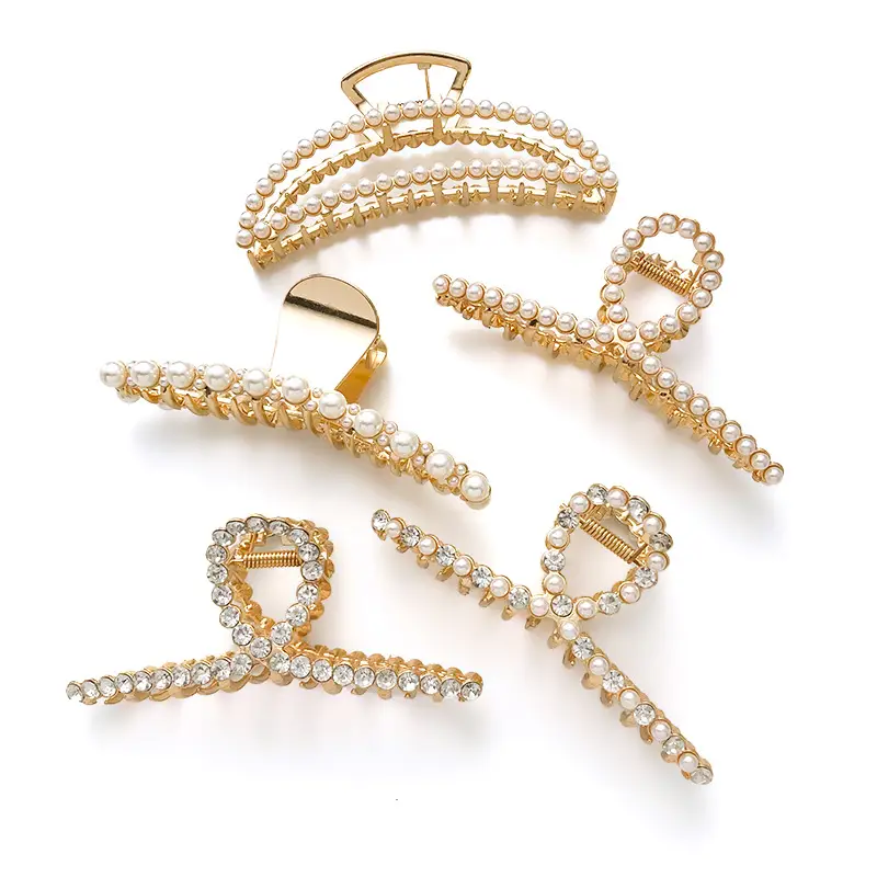 Korean Style Cross Rhinestone Pearl Hairpin All-match
