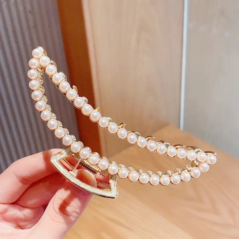 Korean Style Cross Rhinestone Pearl Hairpin All-match