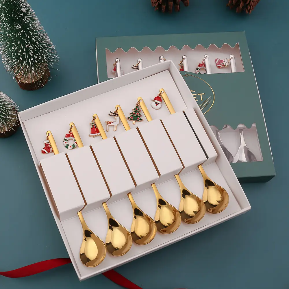 Christmas Spoon Set 4Pcs Stainless Steel Gift Box - Image 19