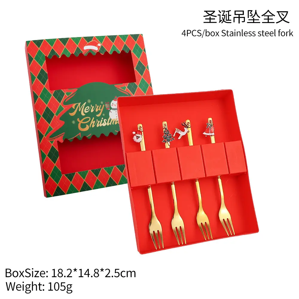 Christmas Spoon Set 4Pcs Stainless Steel Gift Box - Image 5