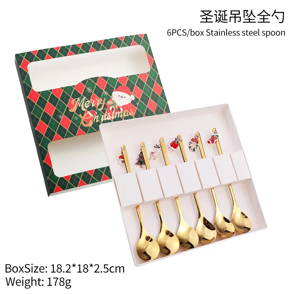 Christmas Spoon Set 4Pcs Stainless Steel Gift Box - Image 9