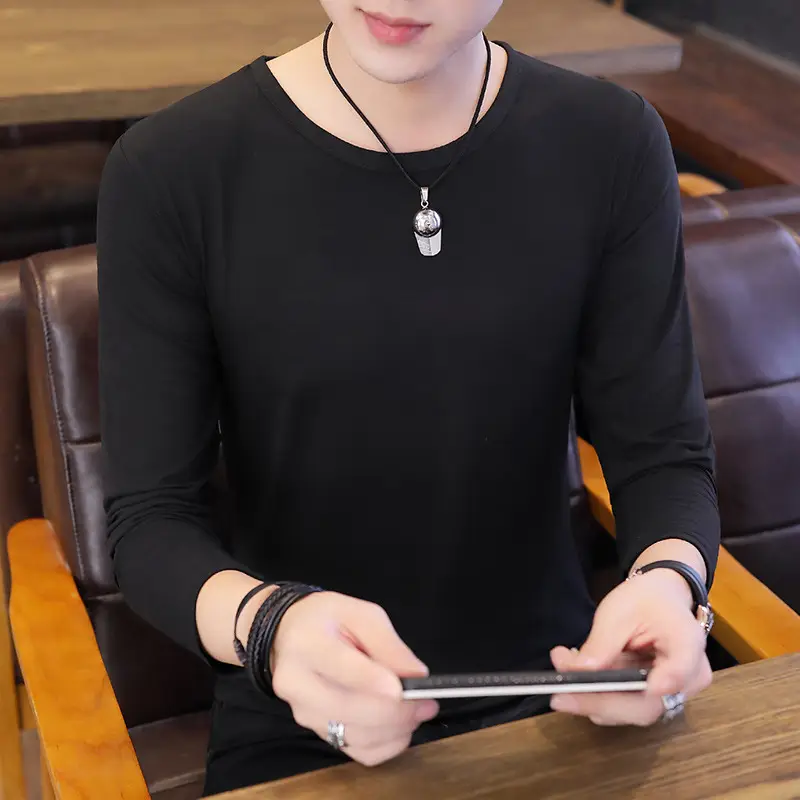 Men's Black Slim Fit Long Sleeve T-Shirt - Image 4