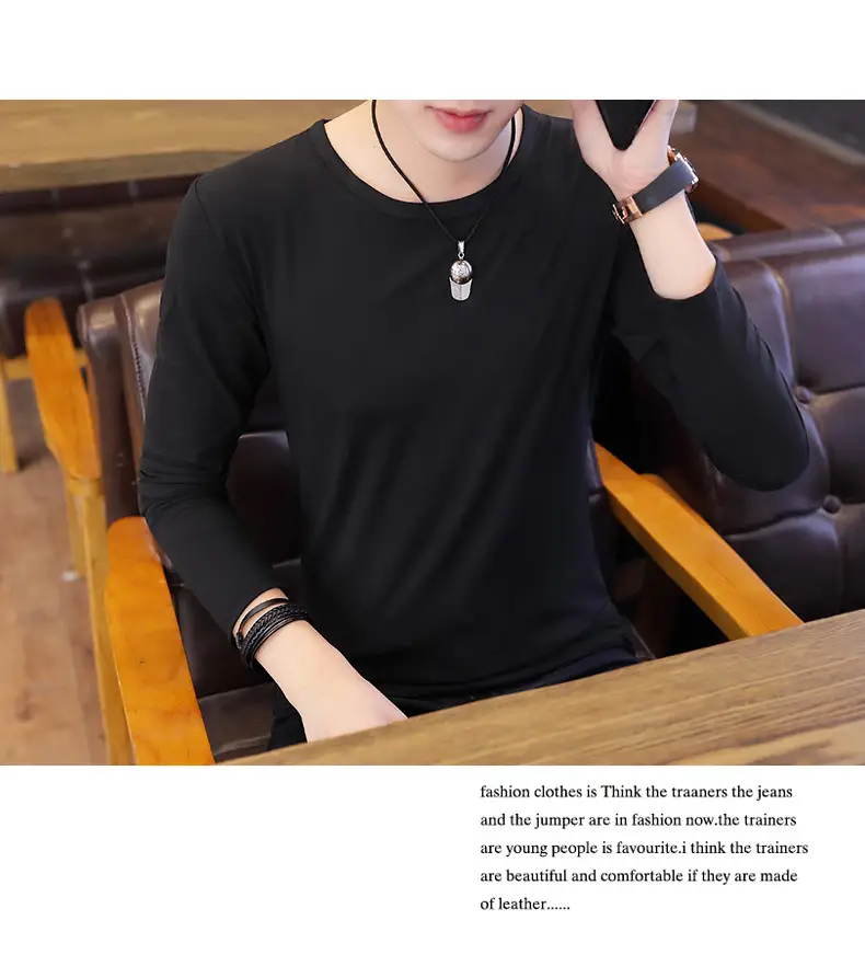 Men's Black Slim Fit Long Sleeve T-Shirt — feature 10