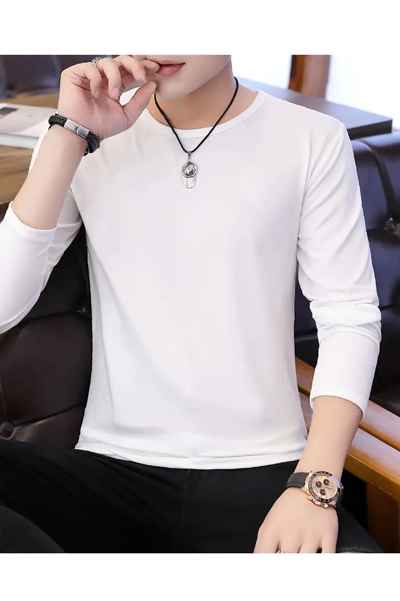 Men's Black Slim Fit Long Sleeve T-Shirt — feature 4
