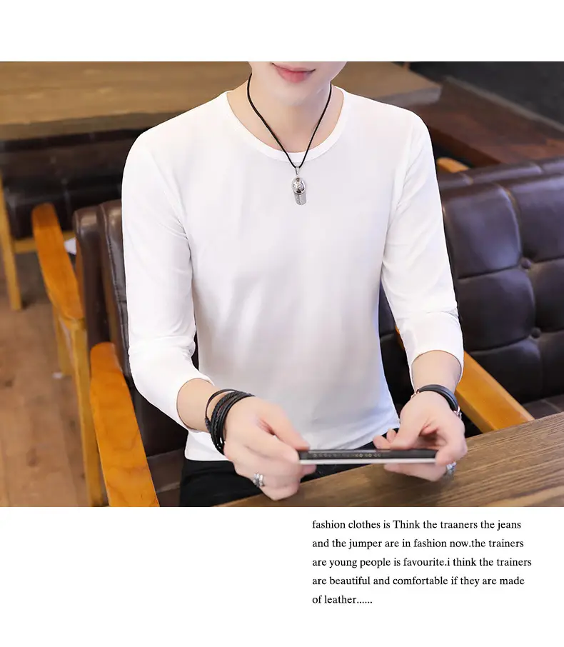 Men's Black Slim Fit Long Sleeve T-Shirt — feature 7
