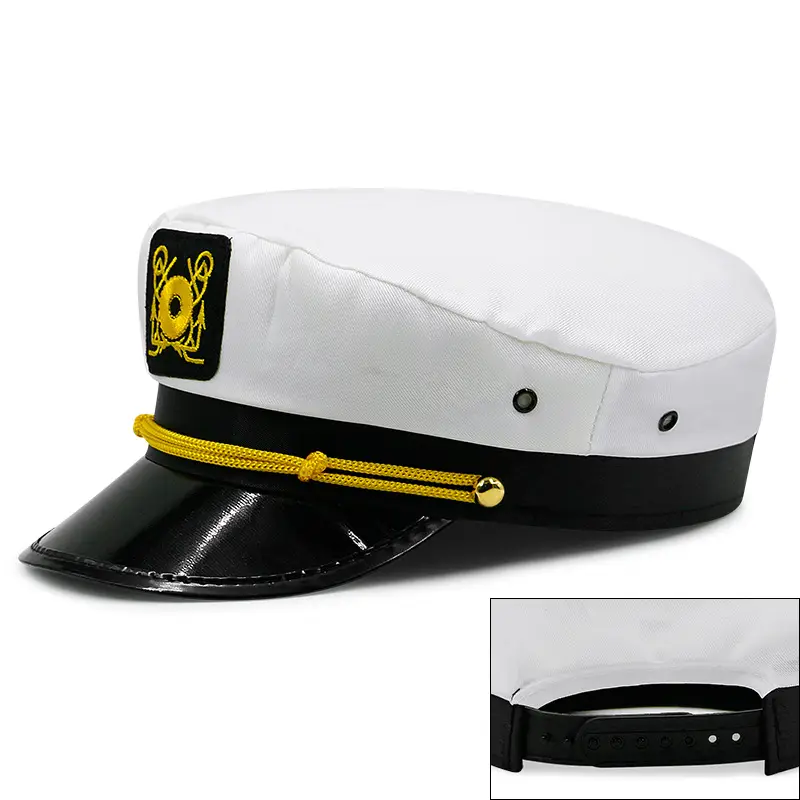 Navy Embroidered Women's Flat Cap for Party & Stage Wear - Image 2