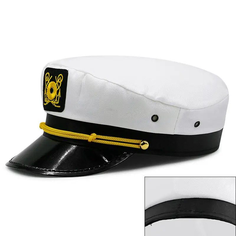 Navy Embroidered Women's Flat Cap for Party & Stage Wear - Image 3