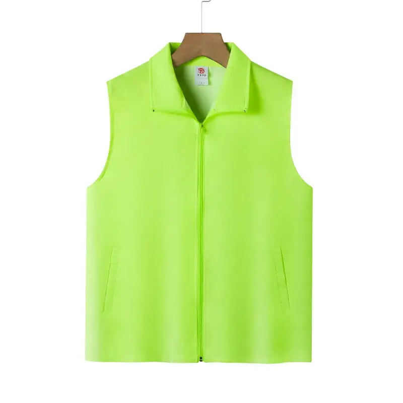 Neon Sleeveless Vest with Zip Front Blue - Image 5