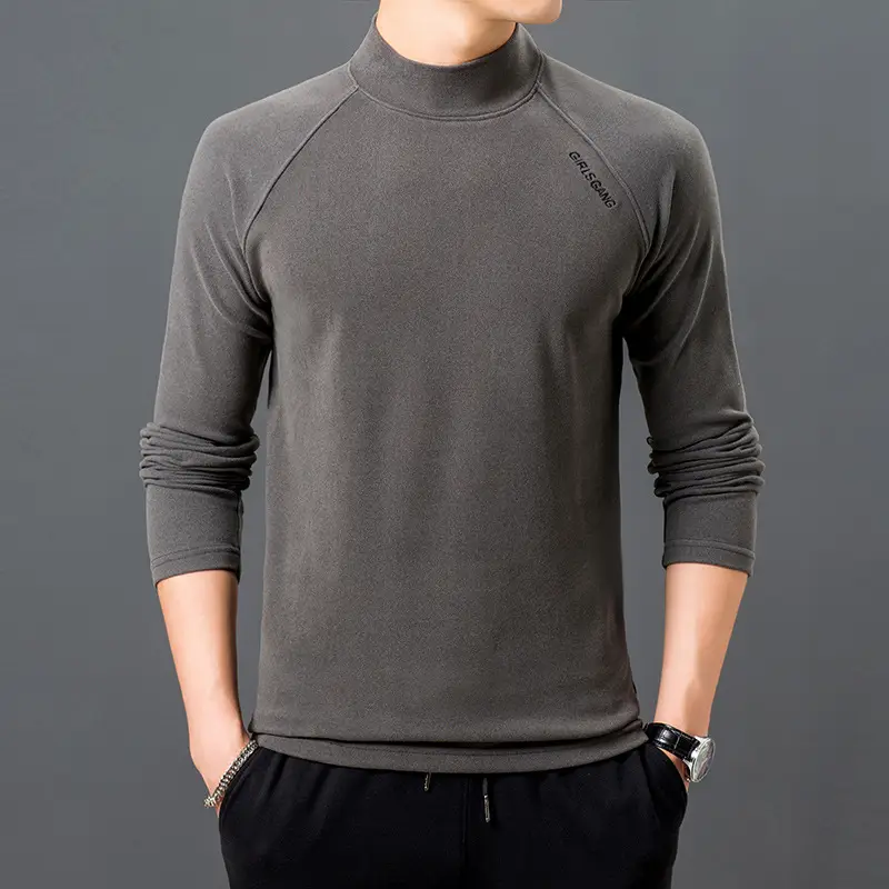 Men Velvet Turtleneck Sweatshirt Blue Long Sleeve - Image 6