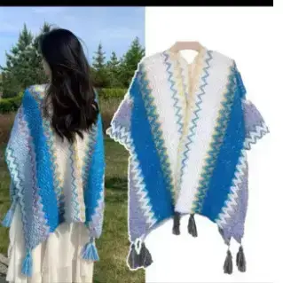 New Ethnic Style Shawl Pullover Tassel Cardigan Knitwear Colorfulful Loose Retro Style Stripesd Knitwear Cape Jacket - Image 36