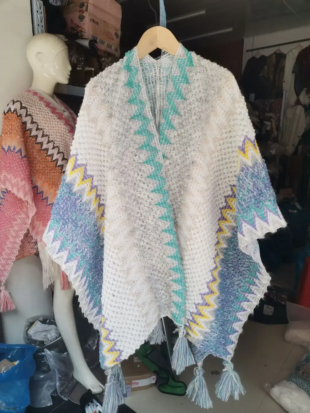New Ethnic Style Shawl Pullover Tassel Cardigan Knitwear Colorfulful Loose Retro Style Stripesd Knitwear Cape Jacket - Image 16
