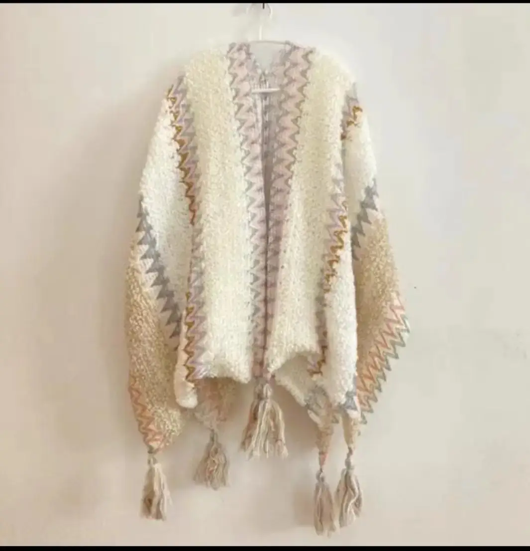 New Ethnic Style Shawl Pullover Tassel Cardigan Knitwear Colorfulful Loose Retro Style Stripesd Knitwear Cape Jacket - Image 18