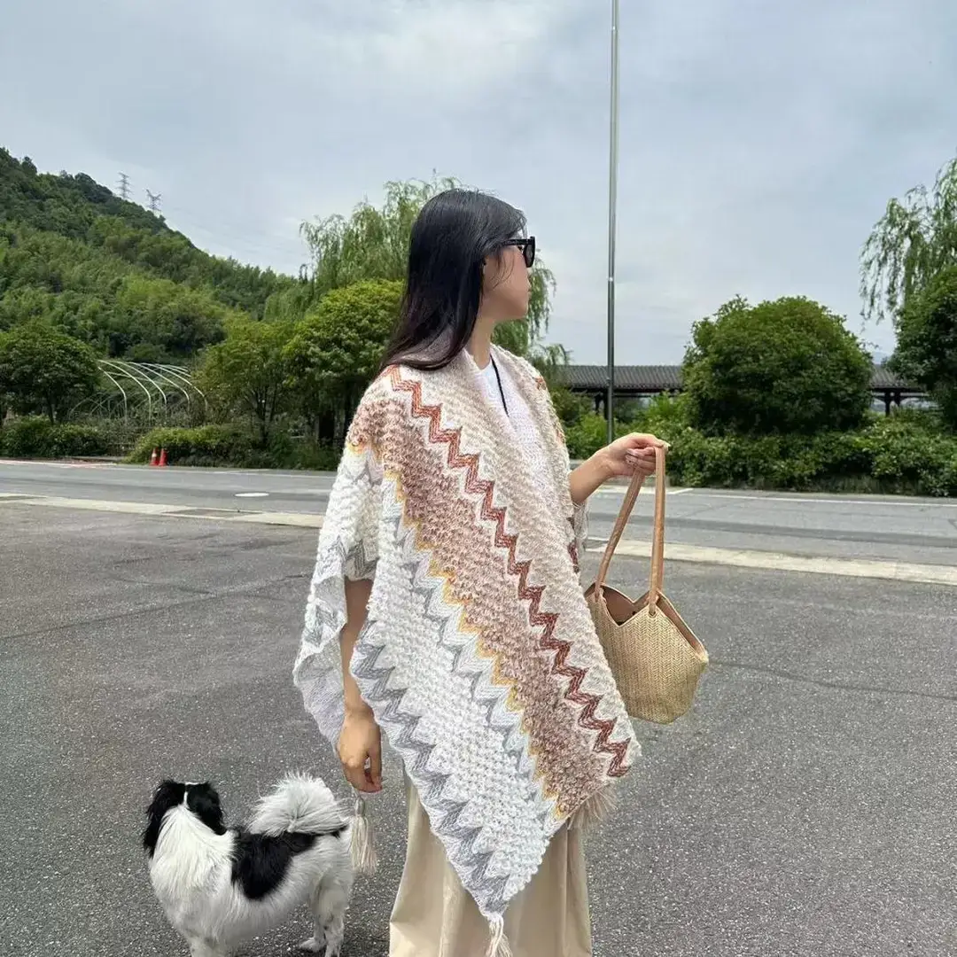 New Ethnic Style Shawl Pullover Tassel Cardigan Knitwear Colorfulful Loose Retro Style Stripesd Knitwear Cape Jacket - Image 20
