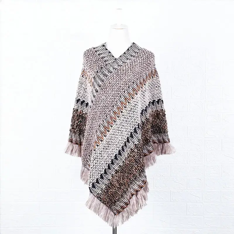 New Ethnic Style Shawl Pullover Tassel Cardigan Knitwear Colorfulful Loose Retro Style Stripesd Knitwear Cape Jacket - Image 29