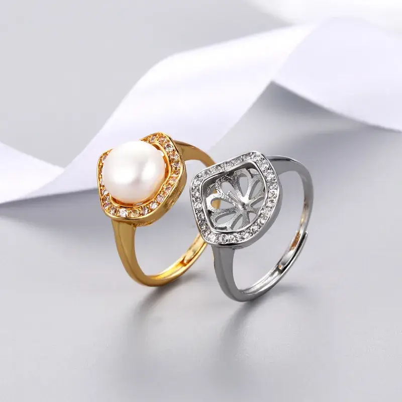 Korean Style Pearl Ring for Women with Diamond